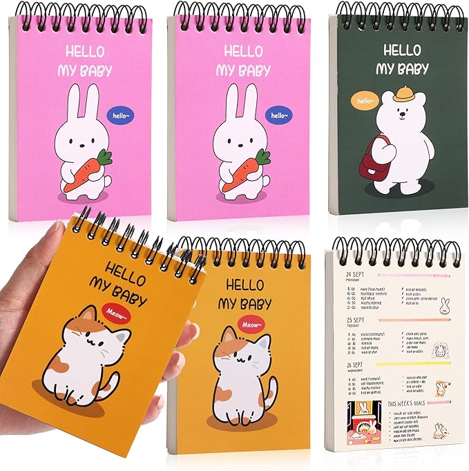 Steno Pads 3.1" x 4.3" Blank Pocket Spiral Notepads Small Cute Spiral Note Pads Blank Pages Notebook No Lines Top Spiral Notebook 3.1" x 4.3" Unlined Little Memo Steno Note Pads Nursing Notepad for Work, School, Office, Nurse, Travel (6pcs)