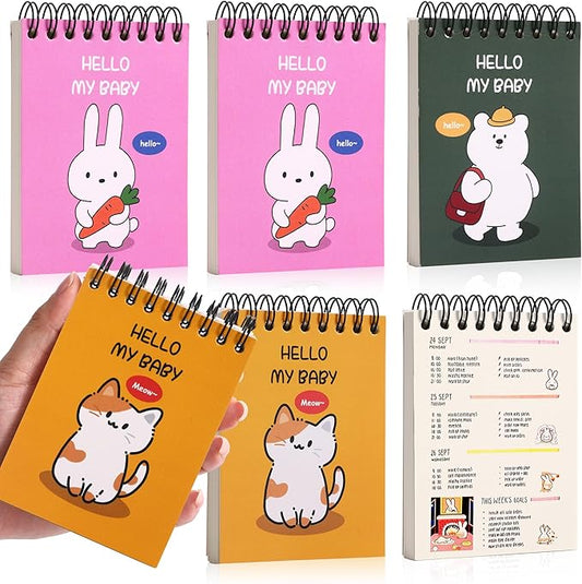 Steno Pads 3.1" x 4.3" Blank Pocket Spiral Notepads Small Cute Spiral Note Pads Blank Pages Notebook No Lines Top Spiral Notebook 3.1" x 4.3" Unlined Little Memo Steno Note Pads Nursing Notepad for Work, School, Office, Nurse, Travel (6pcs)