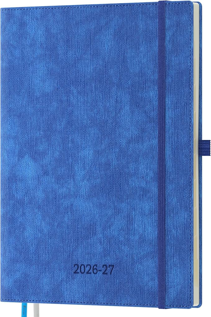 2026-2027 Weekly and Monthly Planner (July 2026–December 2027), 8.5"x11.5", Vertical Layout, 18 Months Agenda with Month Tabs & Pocket, Academic Calendar with Vegan Leather Cover,Blue