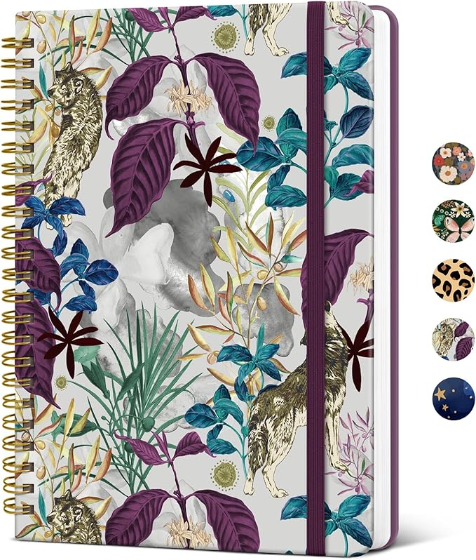 Taja Lined Spiral Notebook Journal for Women A5(5.8" × 8.3"), Cute Hardcover Notebook for Work, School & Note Taking, Pretty College Ruled Journal for Writing, 140 Pages, Jungle