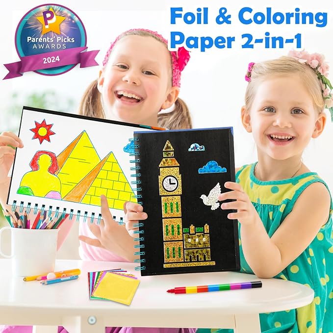 FUNNYB&G Mess-Free Foil Art Craft for Kids Ages 4-10, Kids Birthday Gift