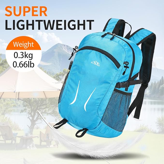 Small Hiking Backpack 35L Travel Lightweight Hiking Packable Daypack Water-Resistant Foldable Backpacks for Women Men Camping (Blue)