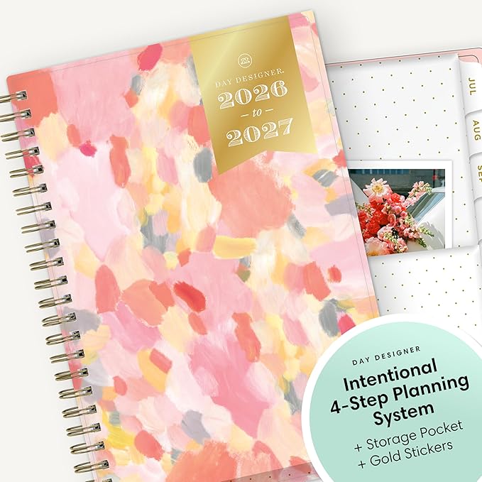 Blue Sky Day Designer 2026-2027 Weekly and Monthly Academic Year Planner Calendar, July 2026 - June 2027, 5" x 8", Flexible Cover, Wirebound, Storage Pocket, Includes Stickers, Smitten