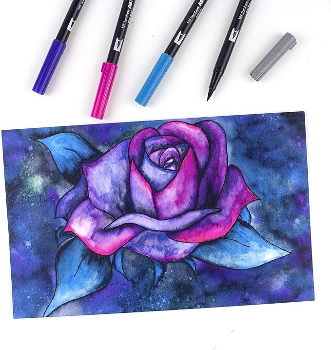 Tombow 56212 Dual Brush Pen Art Markers, Galaxy, 6-Pack. Blendable, Brush and Fine Tip Markers