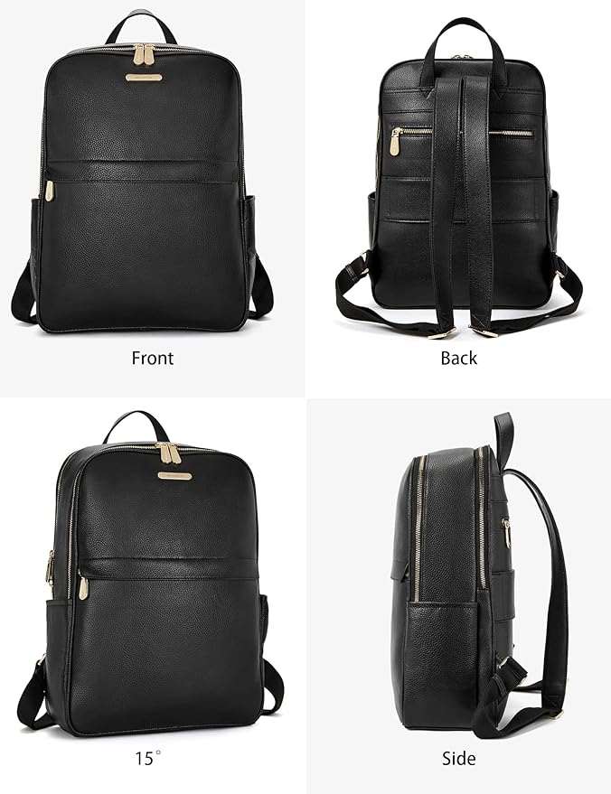 BOSTANTEN Genuine Leather 15.6 inch Laptop Backpack Purse for Women College Casual Backpack Travel Bag