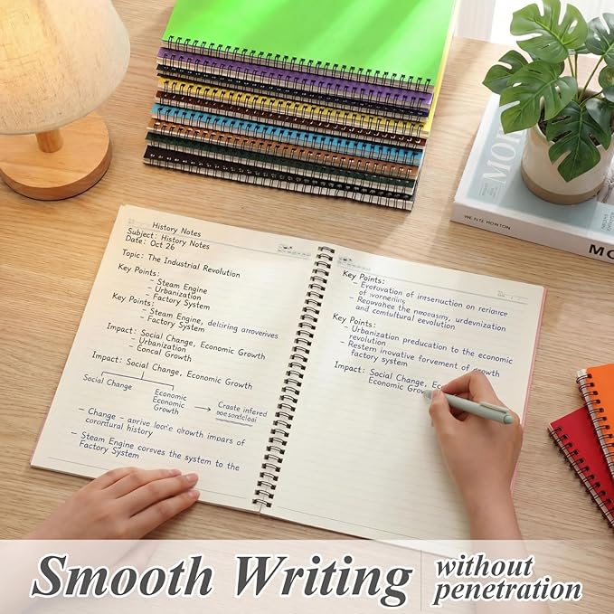 Leelosp 12 Pcs Small Spiral Notebook Lined Spiral Journal College Ruled Notebook Wire Bound Kraft Cover, 120 Pages for Work (Multicolor,8.5 x 11 Inch)