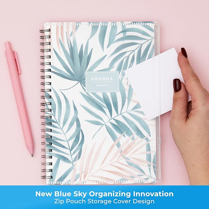 Blue Sky 2026-2027 Weekly and Monthly Academic Year 15 Month Planner Calendar, April 2026 - June 2027, 5" x 8", Flexible Cover With Zip Pouch, Wirebound, Storage Pocket, Seychelle