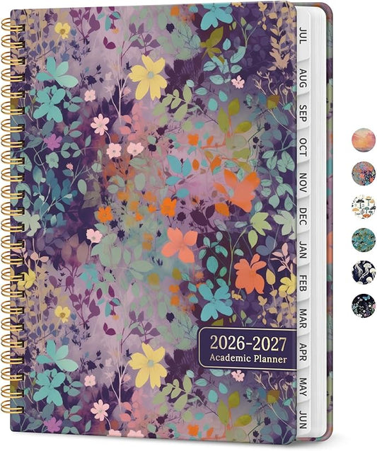 Planner 2026-2027, Academic Year Weekly and Monthly Calender Planner, from Jul 2026 - Jun 2027, Spiral Bound School Planning Book, Perfect for Teacher, Student, Women & Men, A4 (8.5" x 11"), Lavendar Floral