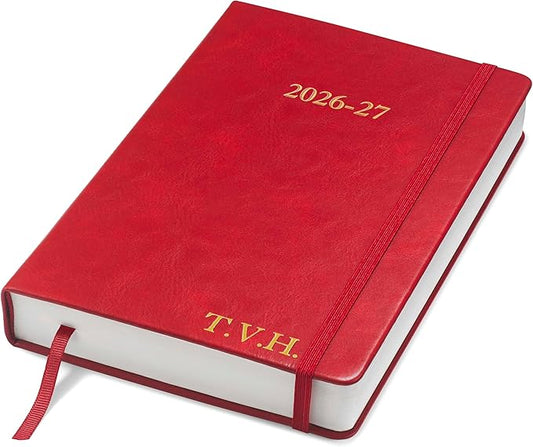 Wykeham's Executive 2026-27 Daily Journal Planner – Customization Available – Mid-Year Academic Diary – July 2026 to June 2027 (Personalized Crimson, 8.5"×5.5")
