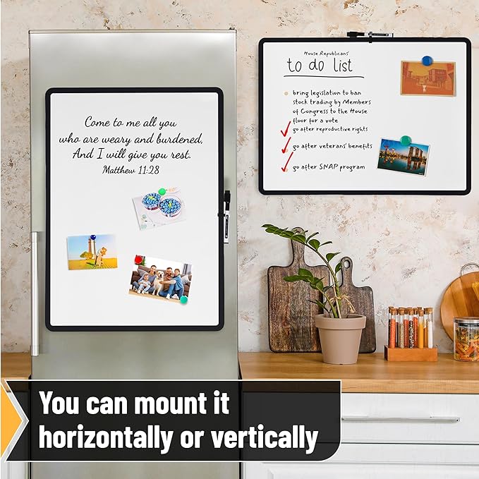 Mr. Pen- Magnetic Whiteboard Dry Erase, 18x24 Inches, Dry Erase Board with Black Fine Point Marker, Magnetic White Board for Students, Home, Office and Classroom