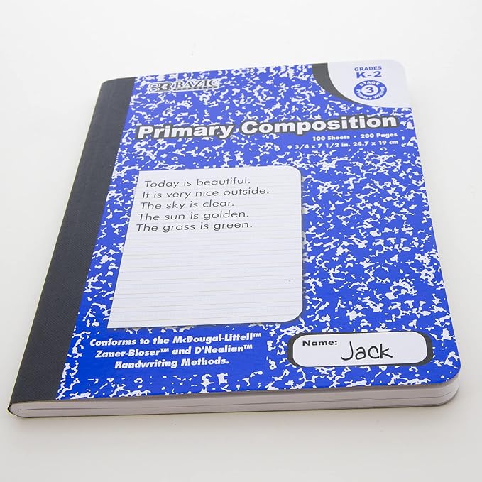BAZIC PRODUCTS Primary Composition Book, 100 Sheets, Grades K-2