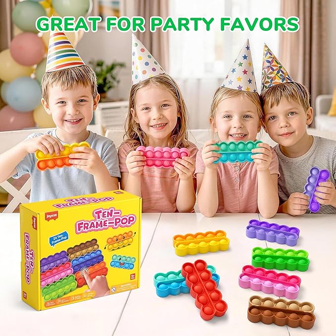 JoyCat 24 Pack Pop Fidget Party Favors for Kids, Bulk Sensory Toys for Classroom Prizes, Goodie Bag Stuffers, Treasure Box Toys, Travel Toys and Stocking Stuffers
