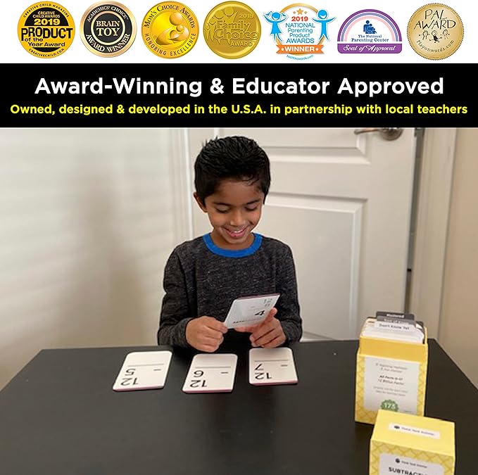 Think Tank Scholar 173 Subtraction Flash Cards Set (Award Winning) All Facts 0-17 Answer on Back, for Kids in Kindergarten, 1ST, 2ND, 3RD, 4TH Grade Class or Homeschool - Learn Math Manipulatives