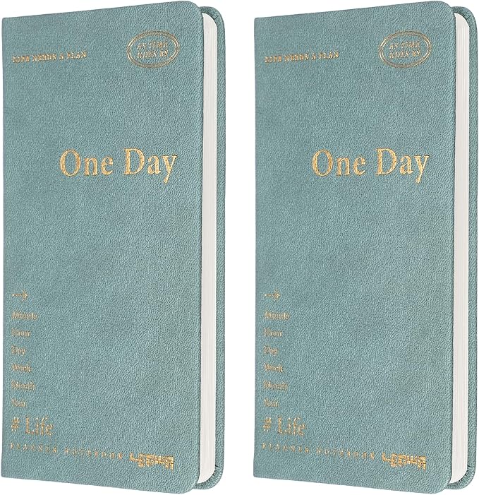 PATIKIL 2Pcs Planner Notebook, 7 x 3.8" 96 Sheets Undated Daily Planner Pocket to Do List Daily Weekly Goals Notebook for Office Home Study Work Time Management Habit Tracker, Green