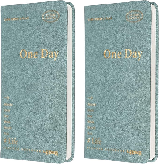 PATIKIL 2Pcs Planner Notebook, 7 x 3.8" 96 Sheets Undated Daily Planner Pocket to Do List Daily Weekly Goals Notebook for Office Home Study Work Time Management Habit Tracker, Green