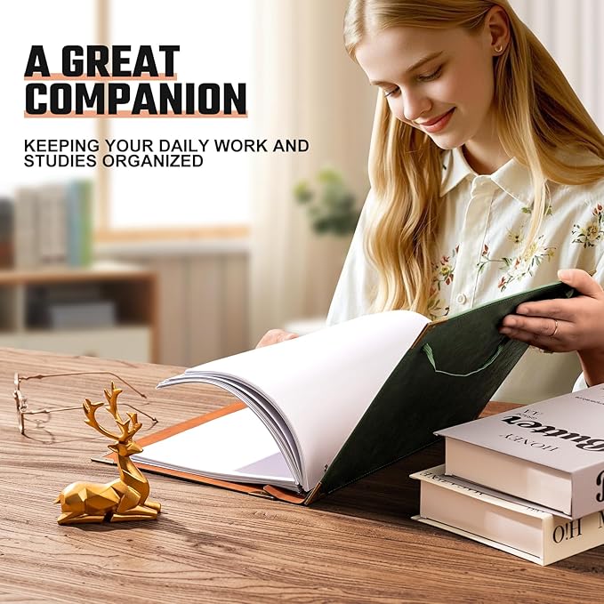 Ovesmusl PU Leather Mini 3 Ring Binder Fits 5.5" X 8.5" A5 Paper, 1 Inch Round Ring Binder Holds 200 Sheets, Notepad Paper Cover Loose Leaf Organizer, Green Tree of Life