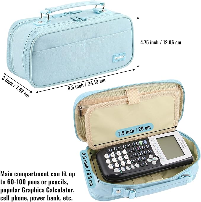 JOINPRO Large Capacity Pencil Case, 4 Compartment Pen Pouch Organizer with Double Zipper, Storage Bag for School, Office, Teen Girl Boy Men Women