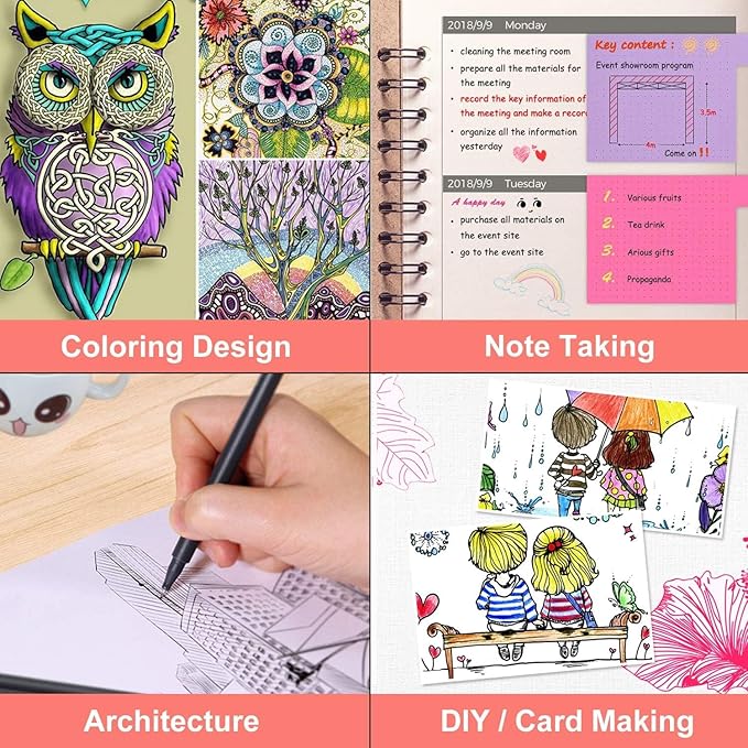 iBayam 18 Colors Fineliner Pens, 0.38mm Fine Tip Journal Planner Markers Office School Supplies for Bullet Journaling Scrapbook Notebook Writing Note Calendar Stationary Adult Coloring Fast-Dry Ink