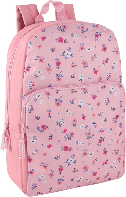 Trail maker Fun School Backpack for Elementary Middle School Girls and Boys | 17 Inch Printed Backpacks for School Kids, Travel (Pretty Pink Flowers)