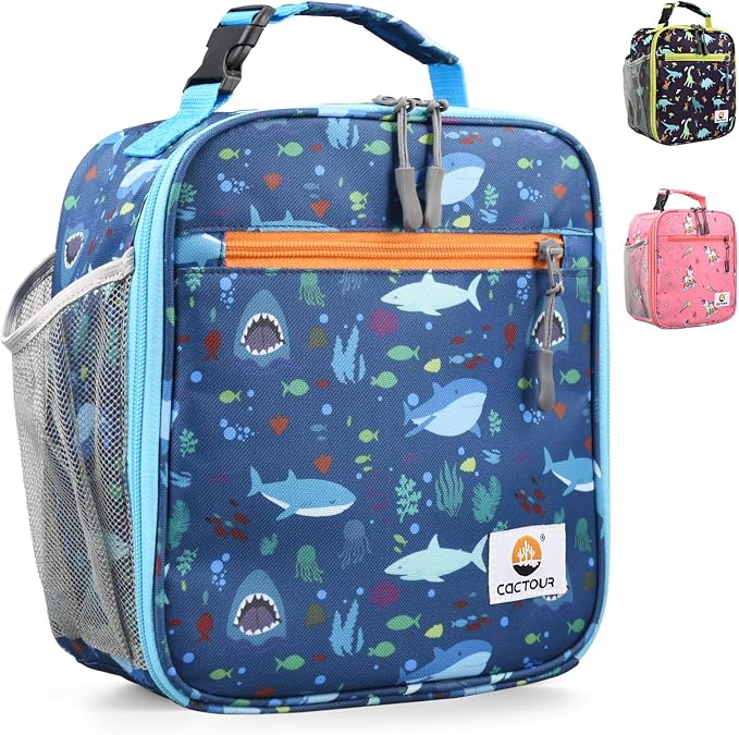CaCTOUR Lunch Box Kids,Premium Insulated Lunch Bag for Girls Boys,Soft Bag Mini Cooler Back to School Thermal Reusable Lunch Bag for Work School Picnic (Shark)