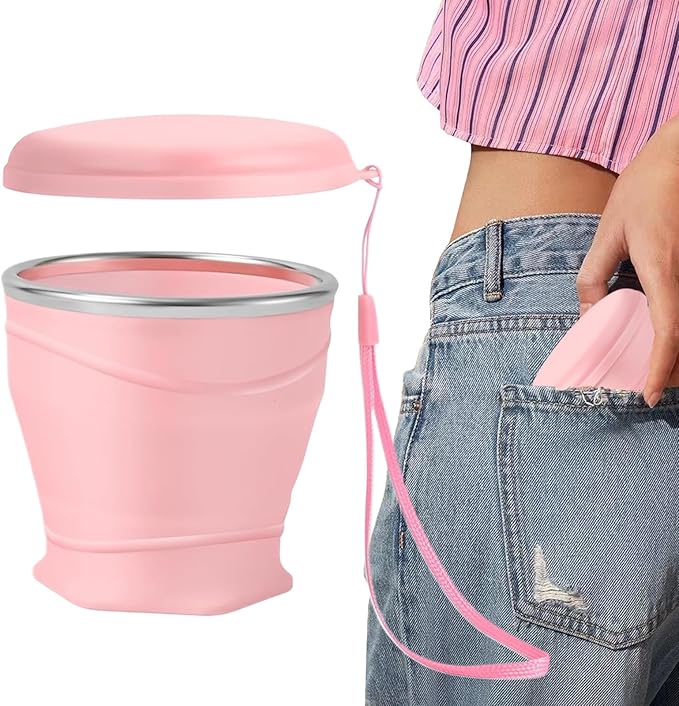 Foldable Travel Cup, Portable 260ml Drinking Cups, Leakproof Water Bottle, for Camping Backpacking Outdoors Travel Women Men Kids Family