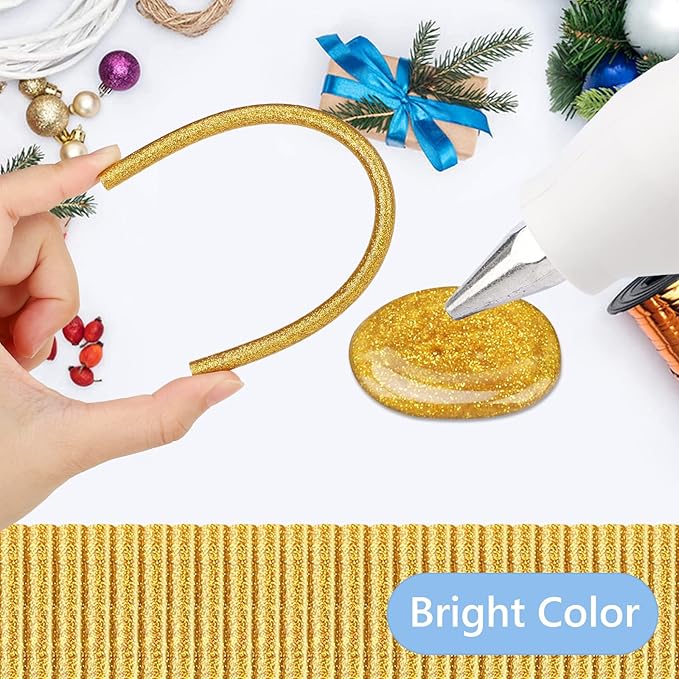 Manarty Glitter Gold Hot Glue Sticks, 24PCS Mini Size 0.27" Dia x 8" Long Hot Melt Glue Stick Colored, All Temperature Adhesive EVA Glue Sticks for Repairing Sealing Stamp DIY Art Craft Decoration