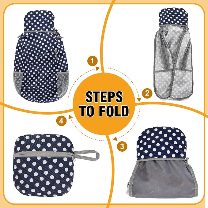 ZOMAKE Lightweight Packable Backpack 20L, Foldable Small Daypack for Hiking | Water Resistant Backpacks Day Bag for Travel Outdoor Camping Sport, Everyday Carry, Multiple Pockets(Blue, White Polka Dot)