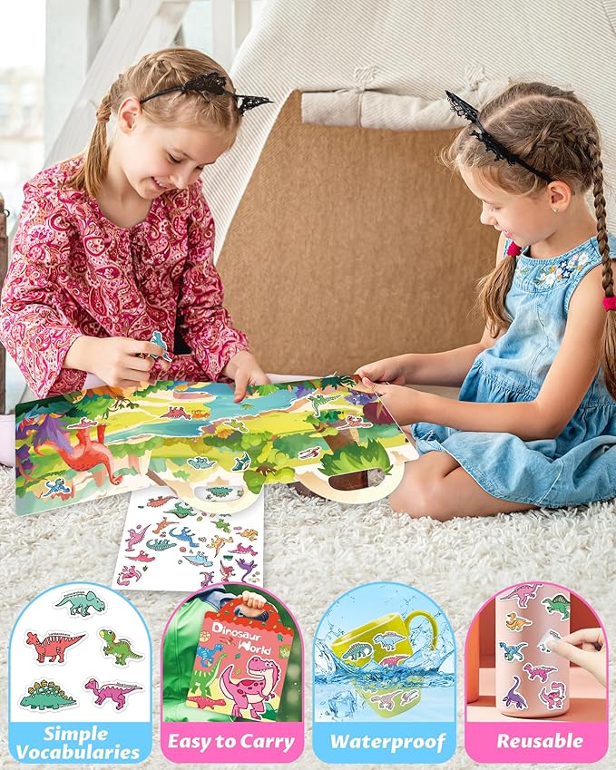 Walenced Reusable Sticker Book for Toddlers, Travel Stickers for Kids, Toddler Craft Activities Toys, Birthday Gifts for Boys & Girls