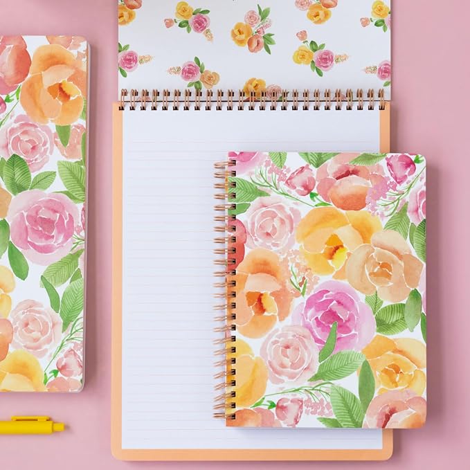Steel Mill & Co. Large Top Spiral Notebook, Watercolor Posey Floral