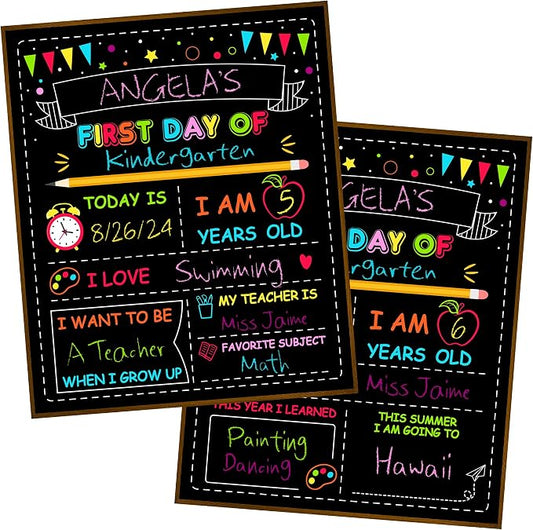 Double-Sided First Day of School Board, 12 × 10 Inches Back to School Sign | Reusable, Easy to Clean, Blank Board to Write, Color Painting Last Day of School Board First Day of School Kindergarten Pre-K
