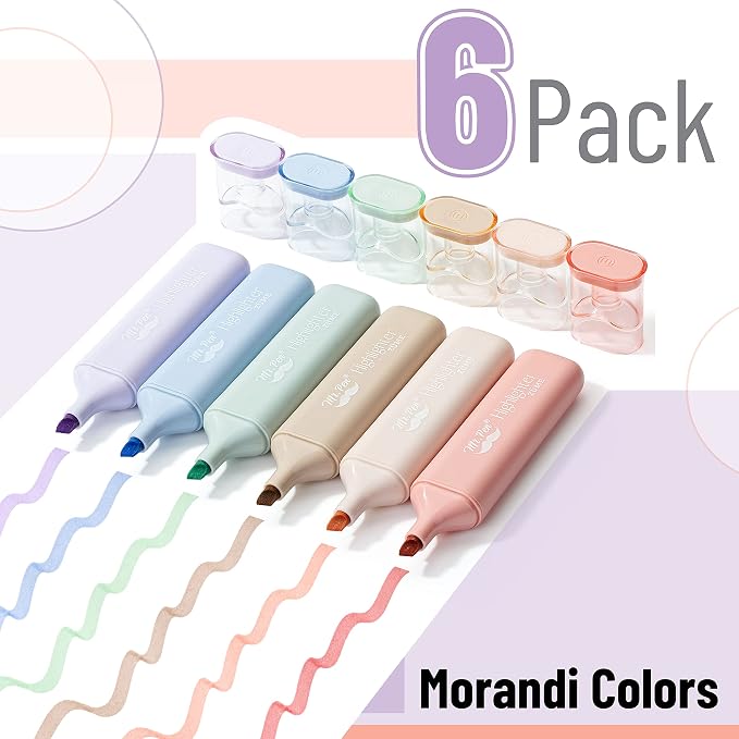 Mr. Pen- Aesthetic Highlighters, 6 Pack, Morandi Colors | Cute Highlighters Assorted Colors for Journaling, Highlighting, Underlining, Fast Dry, Back to School Supplies