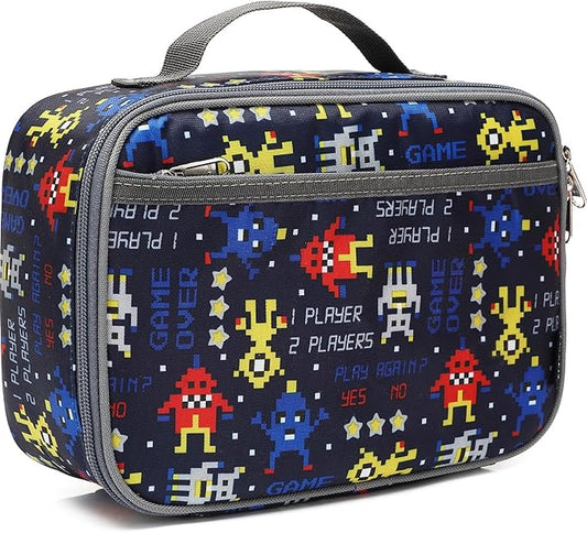 FlowFly Kids Lunch box Insulated Soft Bag Mini Cooler Back to School Thermal Meal Tote Kit for Girls, Boys, Robot