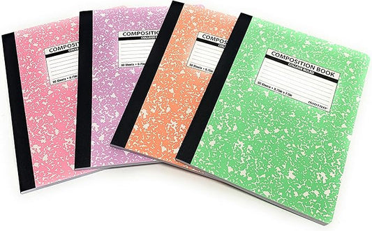 Mintra Office Composition Books - Sturdy Flexible Cover (4 Pack, Pastel Marble Comp - College Ruled)