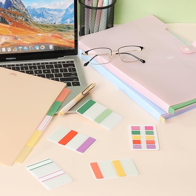 Mr. Pen- Sticky Index Tabs, 500 Pcs, 21 Sets, Colorful, Writable Colored Pages Markers Labels for Reading Notes, Books, Binders, Notebook, Folders and Classify Files, Water-Resistant