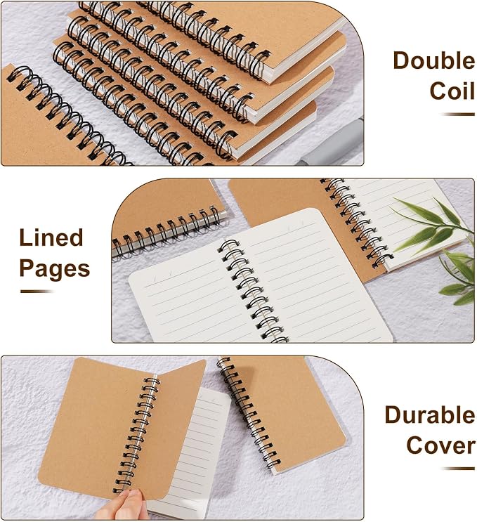 miikoul 60 Pack Spiral Lined Notebooks, 3"×5" 120 Pages for Office Writing