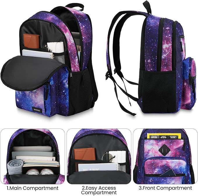 BIKROD Boys and Girls Backpack for School, Lightweight Casual High School Bookbag, Daily-use Travel Laptop Backpack for Women and Men, Fits 15.6 Inch Notebook