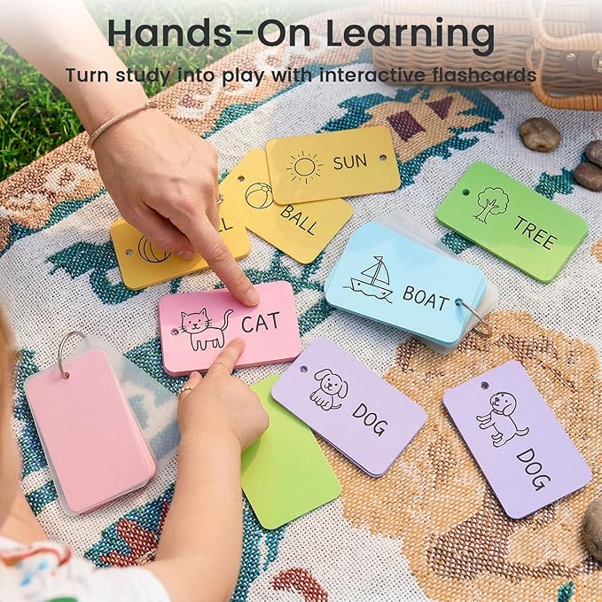 Koogel 250PCS Colored Index Cards with Rings, Flash Cards for Studying, 2.2 x 3.5 Inch Portable Notecard with Cover for School Vocabulary Words Memory Nursing Note Taking Classroom College Essentials