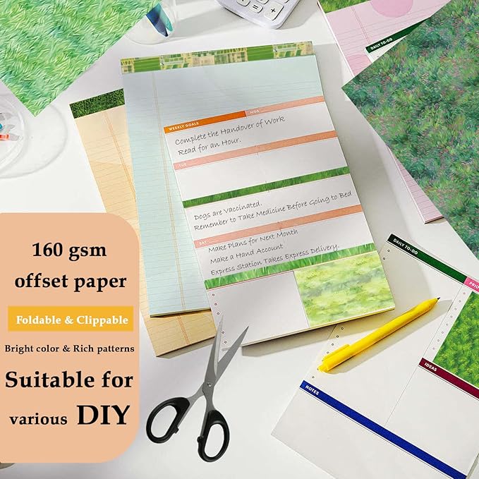 Scrapbook Paper,24 Sheets 6"x 6" Vintage Scrapbook Supplies,Single-Sided Pattern Decorative Cardstock Paper for Junk Journal,Card Making,DIY Album, Art Journaling,Decoupage Craft,Green Grassland