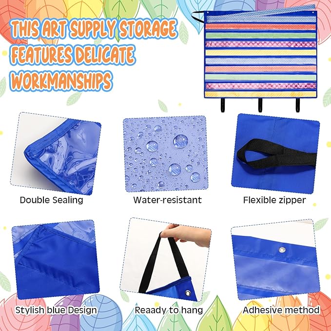 Sinload 48 x 39 inch Bulletin Board Border Storage, Foldable Border Storage Pocket Chart, Bulletin Board Borders and Wall Borders, Classroom Organizer with Storage Pockets for Teacher