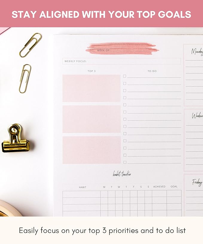Lamare Weekly Planner Notepad – Premium Undated Weekly To Do List Notepad for School, Home & Office Day Planner, Desk To Do List Pad and Productivity Planning Pad