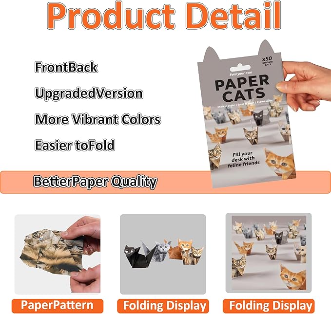 AHHALFFY 50 Piece Dinosaur Origami Paper Craft Kit – Fold Your Own Prehistoric Creatures, Fun DIY Activity for Kids, Educational Gift for Boys & Girls(Dinosaur)