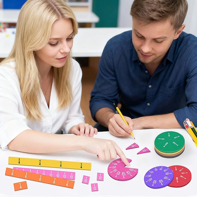 Meetory 134 Pcs Magnetic Fraction Tiles & Fraction Circles - Math Manipulatives for Preschool Elementary School Educational Resources Classroom Educational Kit