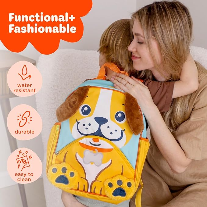Move2Play, Puppy Toddler Backpack | Toddler Size | Back to School | Preschool Backpacks For Kids | Kindergarten Book Bag | Small, Little, Mini Size | Designed for Boys & Girls Ages 2, 3-5+ Year Olds