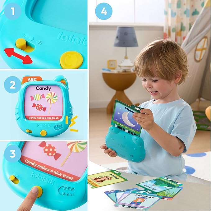 lalalark Kids Learning Tablet for Toddlers 3-5, 200 Pages Talking Flash Cards with Sight Words & Games, Montessori Learning Toys for Words, Simple Math, Logical Thinking, Easter Basket Stuffer