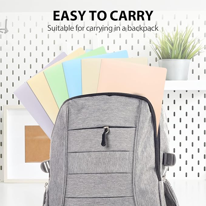Plastic Folders with Pockets, 2 Pocket, Letter Size | 8.5x11 Paper, Business Card Slot, Black to School Supplies, For Kids / Students / Teachers, Office Organization