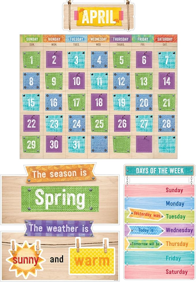 Creative Teaching Press Upcycle Style Calendar Set Bulletin Board (7061),Multi