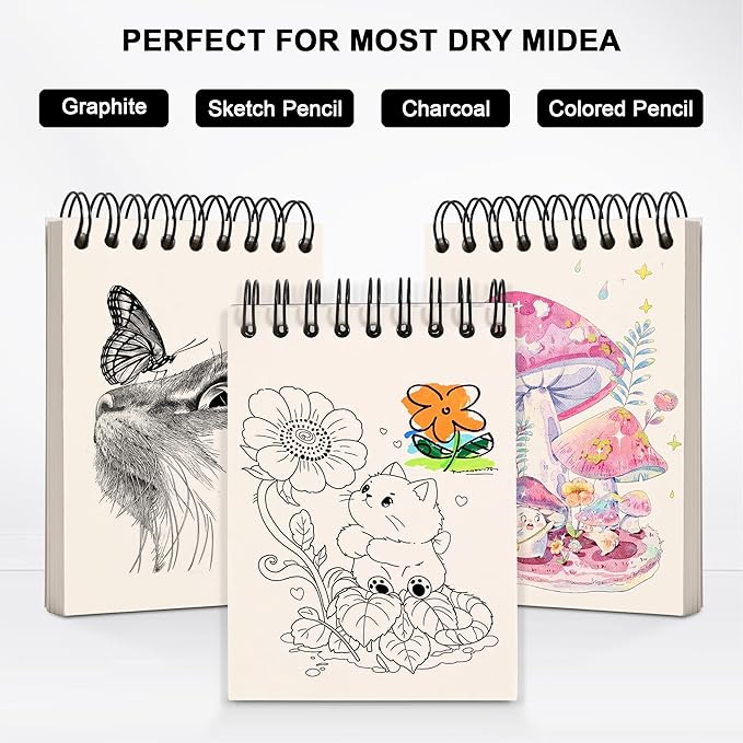 Steno Pads 3.1" x 4.3" Blank Pocket Spiral Notepads Small Cute Spiral Note Pads Blank Pages Notebook No Lines Top Spiral Notebook 3.1" x 4.3" Unlined Little Memo Steno Note Pads Nursing Notepad for Work, School, Office, Nurse, Travel 6pcs