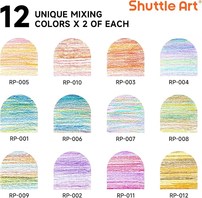 Shuttle Art 24 PCS Rainbow Pencils, 12 Assorted Colors, 2 of Each, Pre-sharpened Rainbow Colored Pencils, Multicolored Pencils for Kids and Adults Coloring, Drawing, Sketching