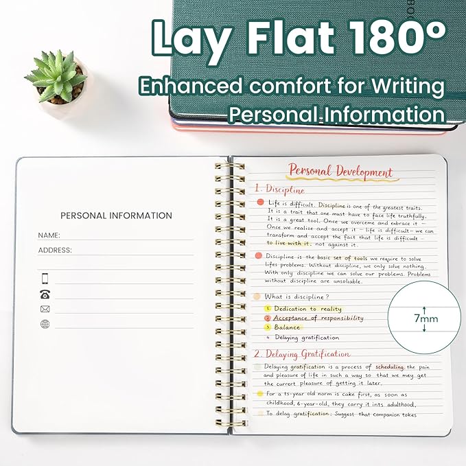 Oneirom Spiral Notebook - 8.5 x 10.98 Inch Large Hard Cover Notebook with Elastic Band & Pocket, 180 Pages, Lay Flat Wirebound Journal for Work, School, Planning & Note Taking Green