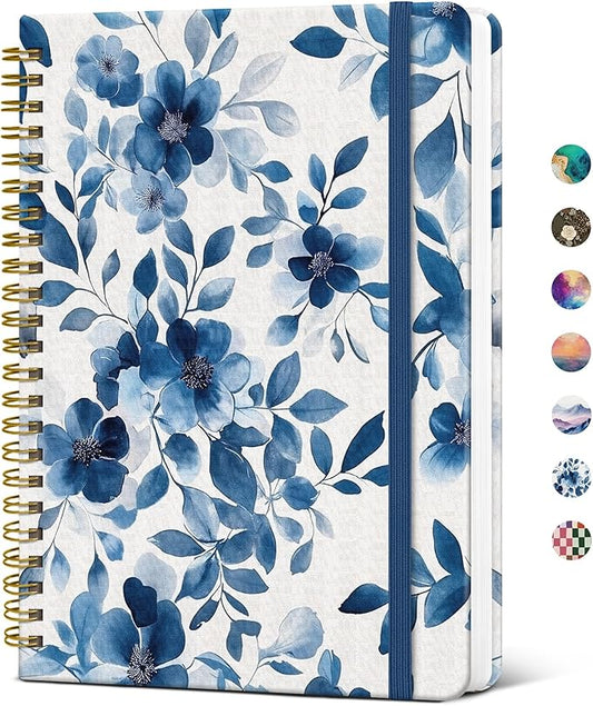 Taja Lined Spiral Journal Notebook for Women, A5 Cute College Ruled Hardcover Notebook for Work & Note Taking, Pretty Journal for Writing, 140 Pages, Watercolor Petal